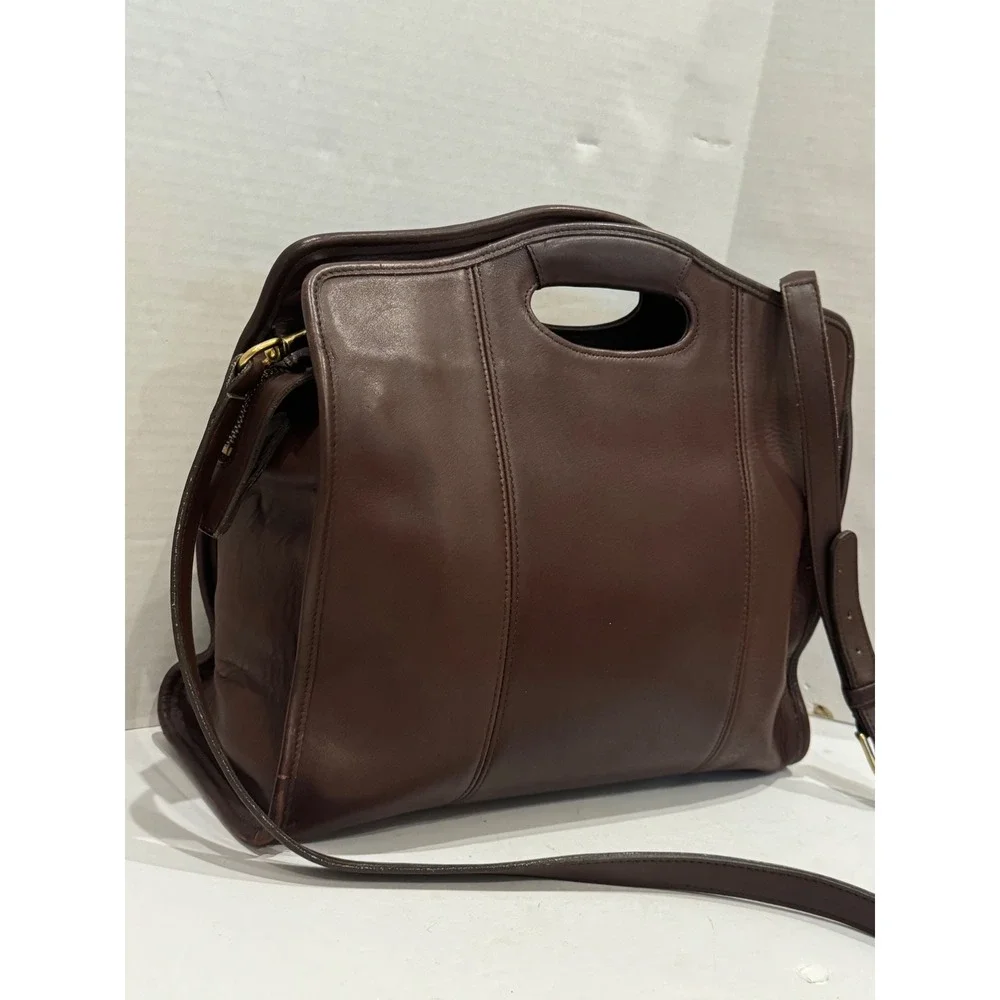 Vintage Coach Large Shopper Laptop Bag Mahogany Brown Leather 9995 USA Top Zip